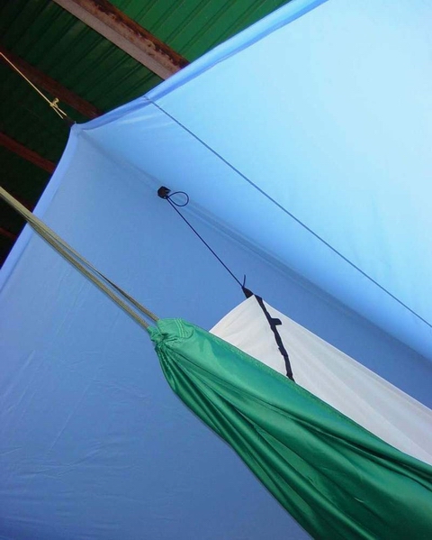 Mosquito Hammock netting attach points beneath Rain Fly (click to enlarge).